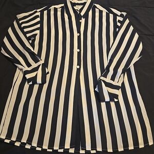 Black and White Striped Men's Shirt